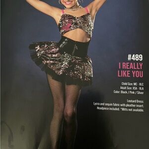 Glamour Black and Pink Sequin Dance Costume